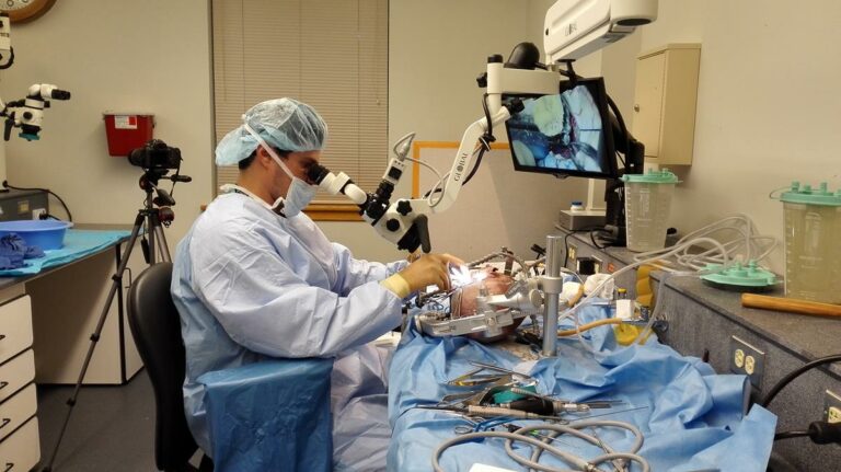 neurocirurgião marcio rassi operando um tumor cerebral